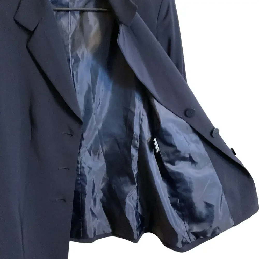 Kasper Women's 3 Button Blazer Size 10 Navy Notched Collar Pocket Work Career